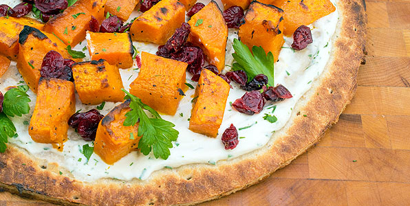 Butternut Squash, Ricotta, Cranberry, and Herb Pizza Recipe Image